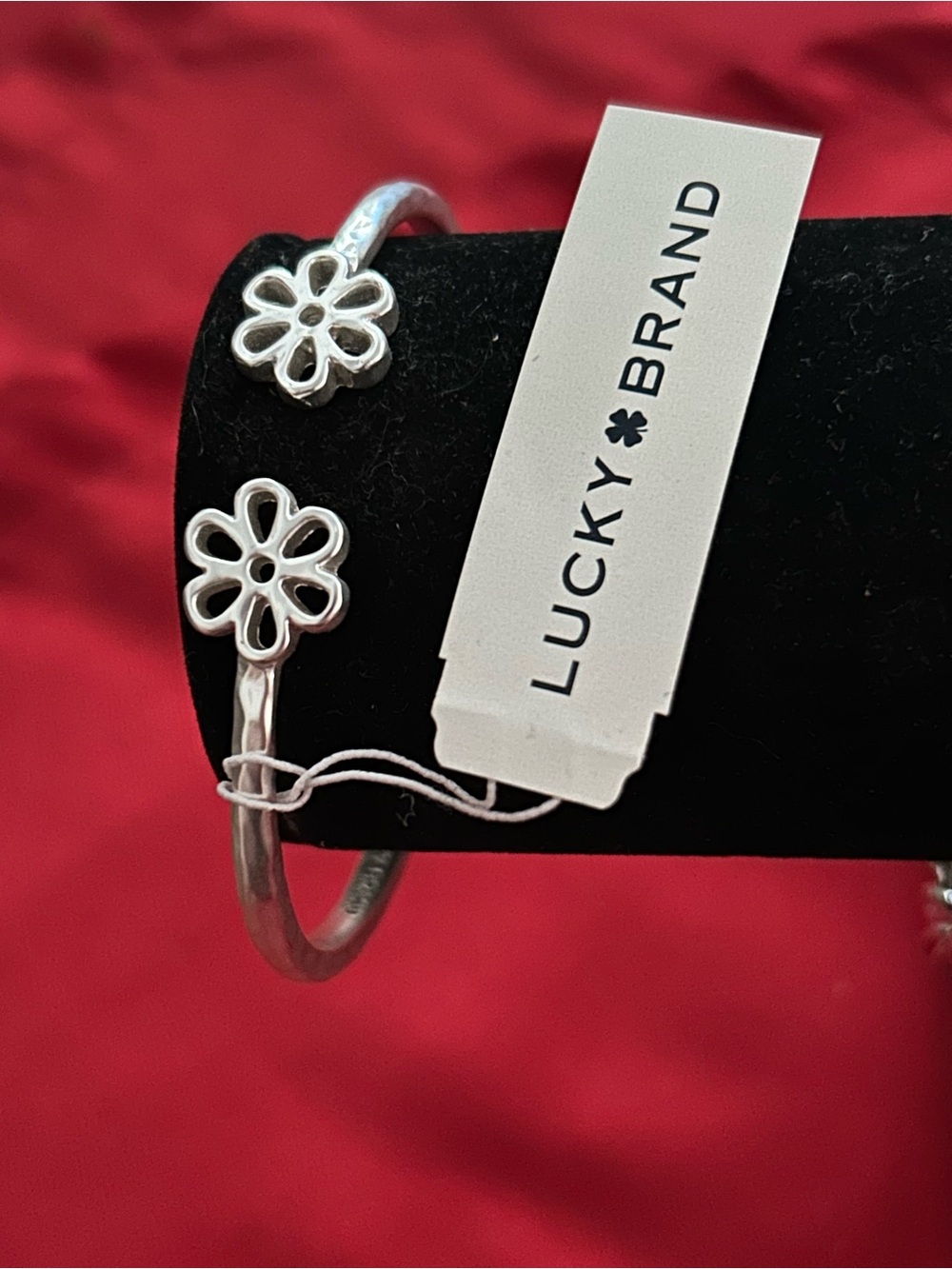 Lucky Brand Silver Color Daisy Flower Open Cuff Bracelet
